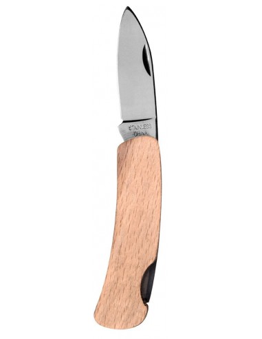 Nóż kieszonkowy stal nierdzewna drewno , zabezpieczenie ostrza