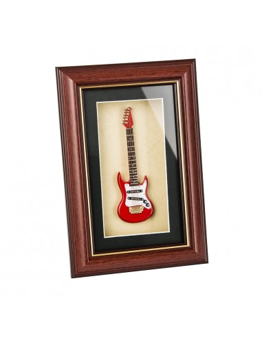 Mini Music, Miniaturka gitary elektrycznej w ramce, czerwono-biała, 25x17x5 cm