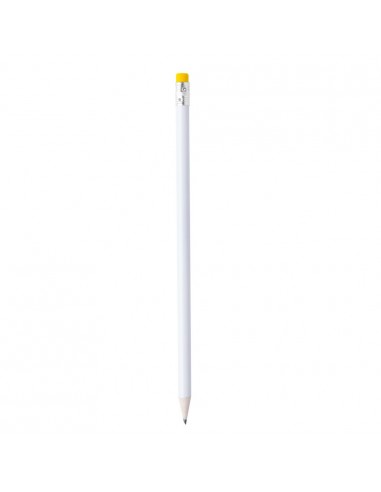 Biały drewniany ołówek z kolorową gumką
