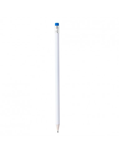 Biały drewniany ołówek z kolorową gumką