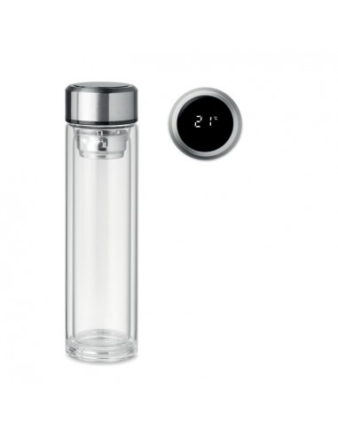 Butelka na wodę ze szkła z termometrem Pole Glass