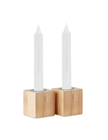 Zestaw 2 świec z bambusowymi podstawkami
