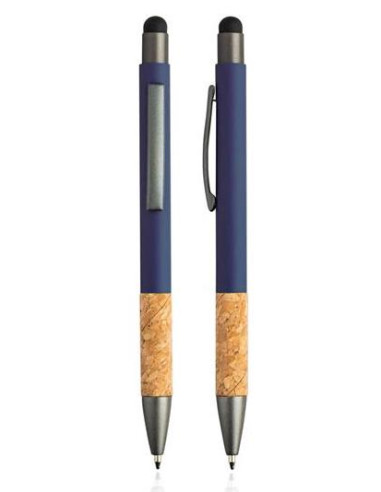 Gumowany długopis z aluminium i korka z funkcją touch
