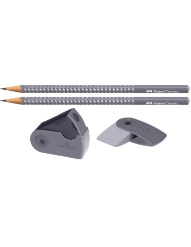Zestaw Faber Castell Sparkle Dapple Gray 2 ołówki + temperówka + gumka