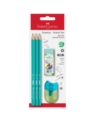 Zestaw szkolny Faber Castell 3 ołówki + temperówka + gumka