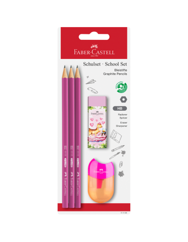 Zestaw szkolny Faber Castell 3 ołówki + temperówka + gumka