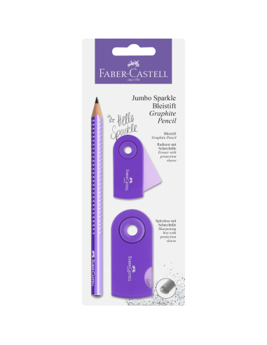 Zestaw Faber Castell Jumbo Sparkle Pearly &Sleeve (ołówek+temperówka+gumka)