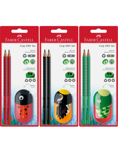 Zestaw Faber Castell Animal GRIP 2001 SET 2x ołówek +Temperówka z gumką