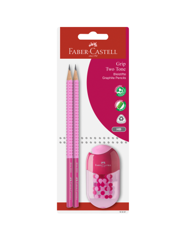 Zestaw Faber Castell GRIP 2001 Two Tone 2 ołówki+temperówka z gumką Mix kolorów